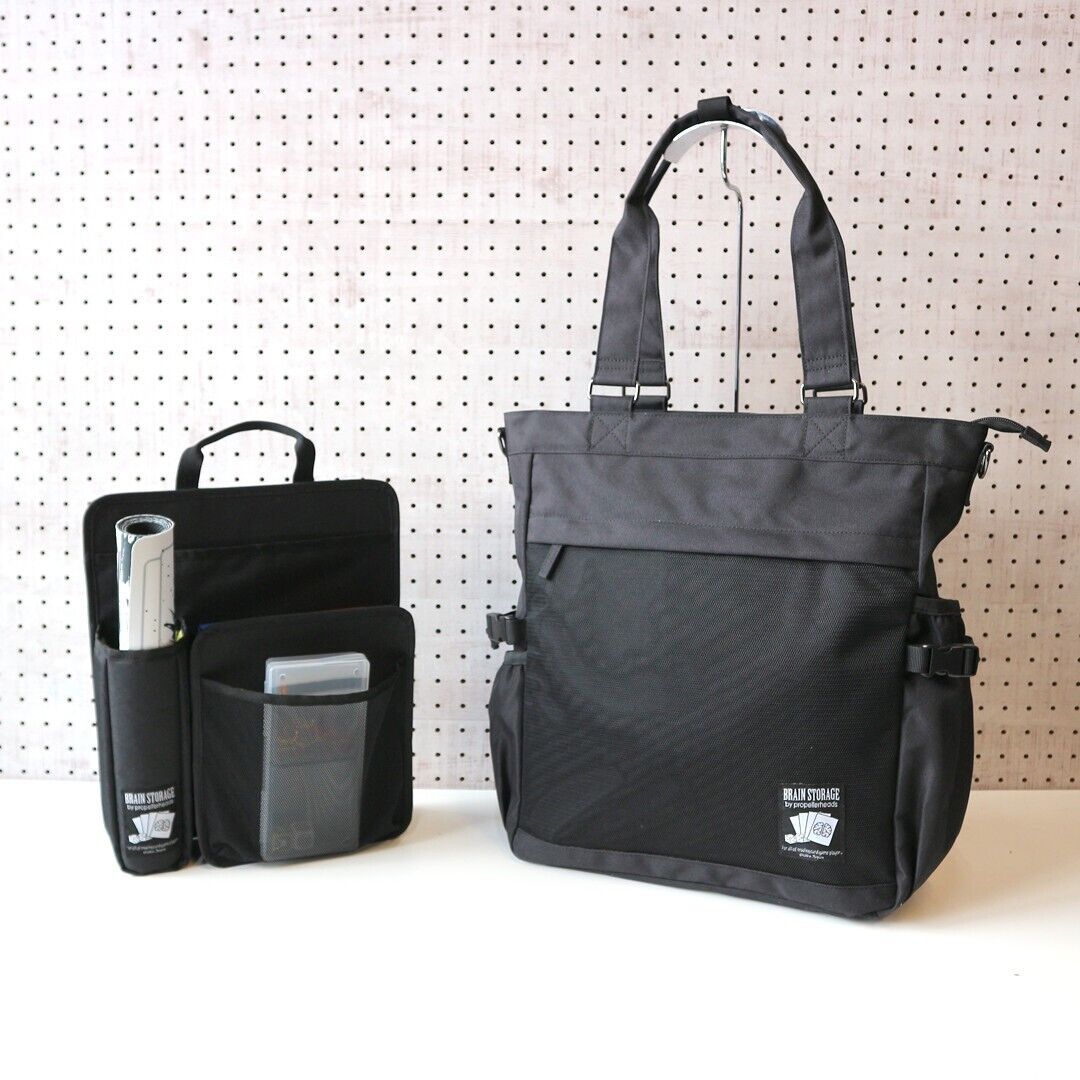 "brain Storage"  3way Tote Bag With Tcg Carrying Deck Storage【color : Black】