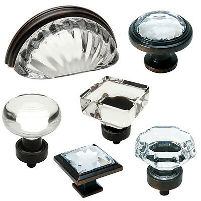 Cosmas Clear-oil Rubbed Bronze Glass Cabinet Knobs, Cup Pulls & Hinges